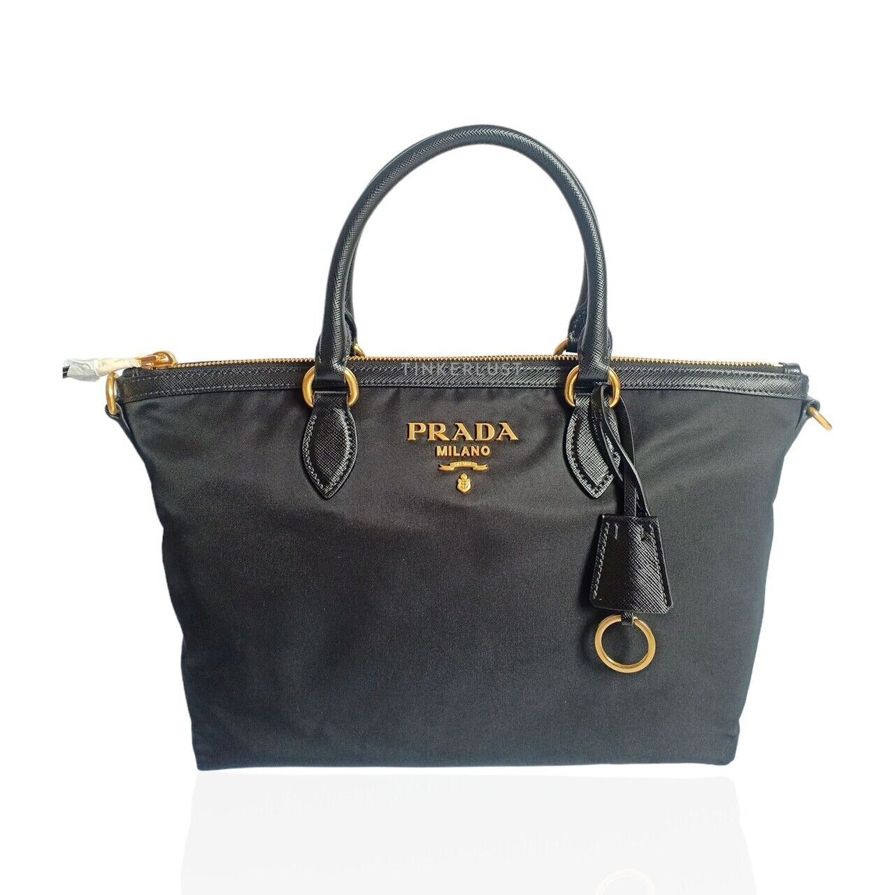 tas satchel Prada 1BA104 Black Tessuto GHW Satchel Tinkerlust